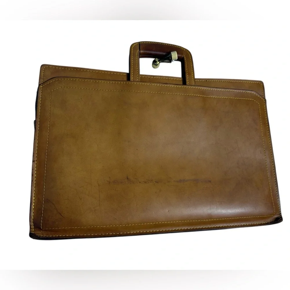 Vintage Retro Schlesinger Brothers Elegant Brown Saddle Leather Briefcase Bag